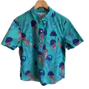 Chubbies Men's Sz Small Blue Jellyfish Themed Casual 1/2 Button Down Shirt